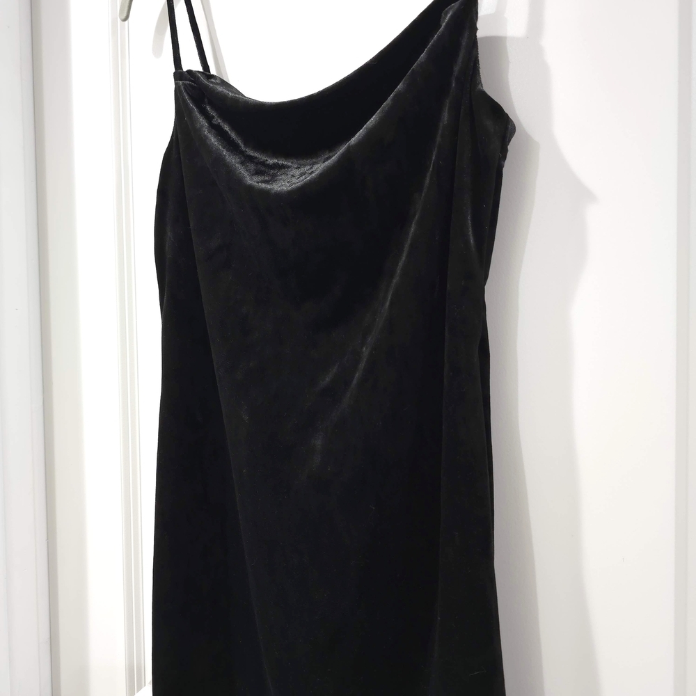 Topshop Black Velvet Cowl Neck Mini Dress, Effortless Evening Chic, Size 2 - Picture 5 of 11
